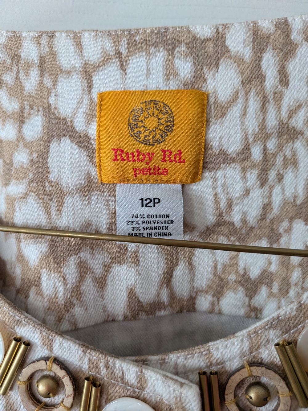 Ruby Rd. Beige & White Patterned  Jacket - Picture 3 of 9